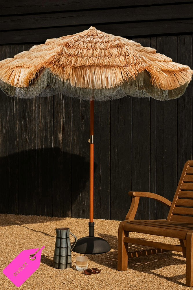 Parasol de jardin à franges effet raphia HKLIVING - FIN DE SÉRIE