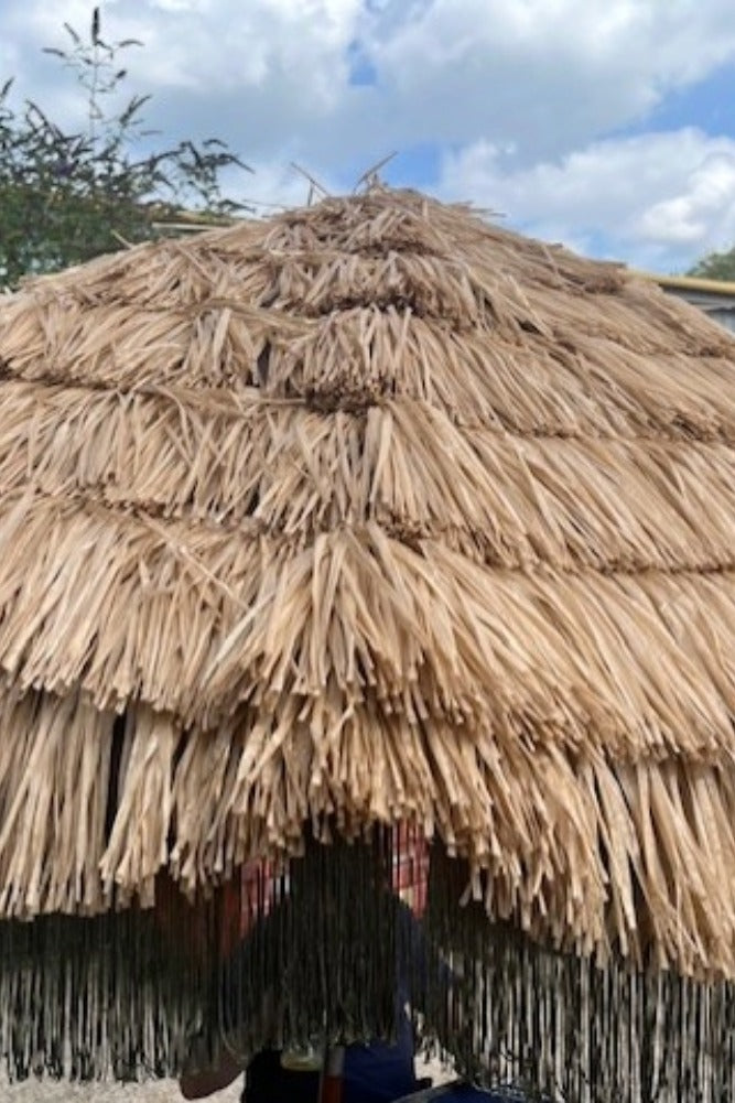 Parasol de jardin à franges effet raphia HKLIVING - FIN DE SÉRIE