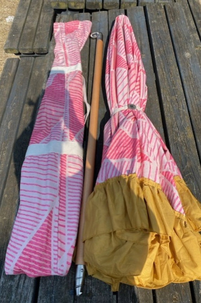 Parasol linéaire rose à franges moutarde HKLIVING - SECONDS