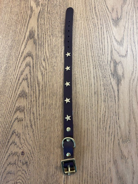 Collier pour chien en cuir marron avec étoiles - ÉCHANTILLON