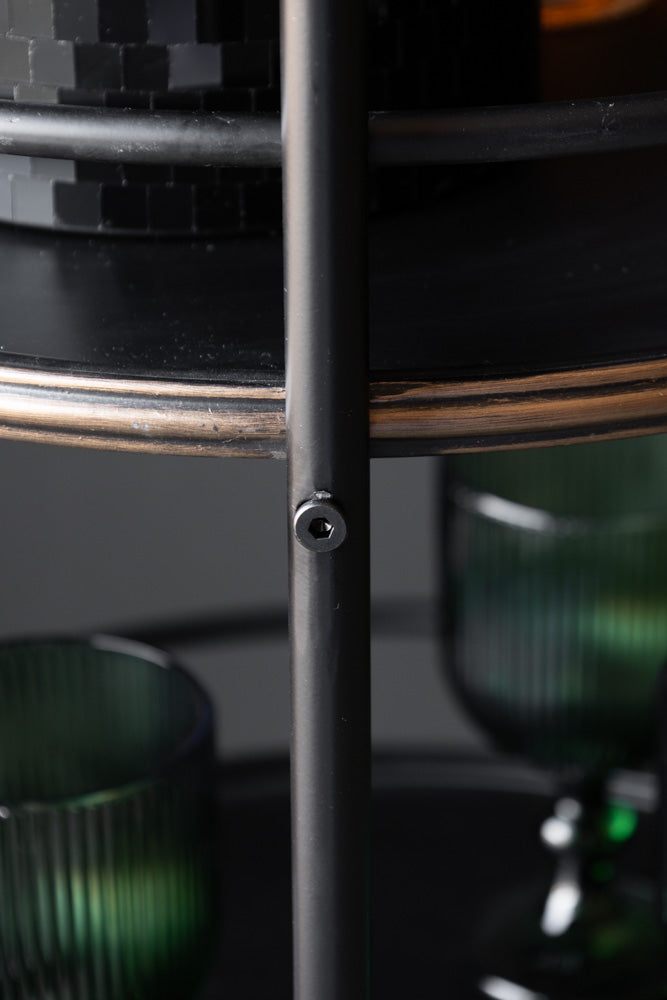 Chariot à boissons en métal à 3 niveaux de style antique