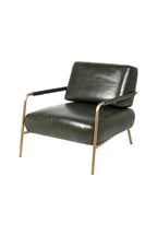 Fauteuil club en cuir vert foncé