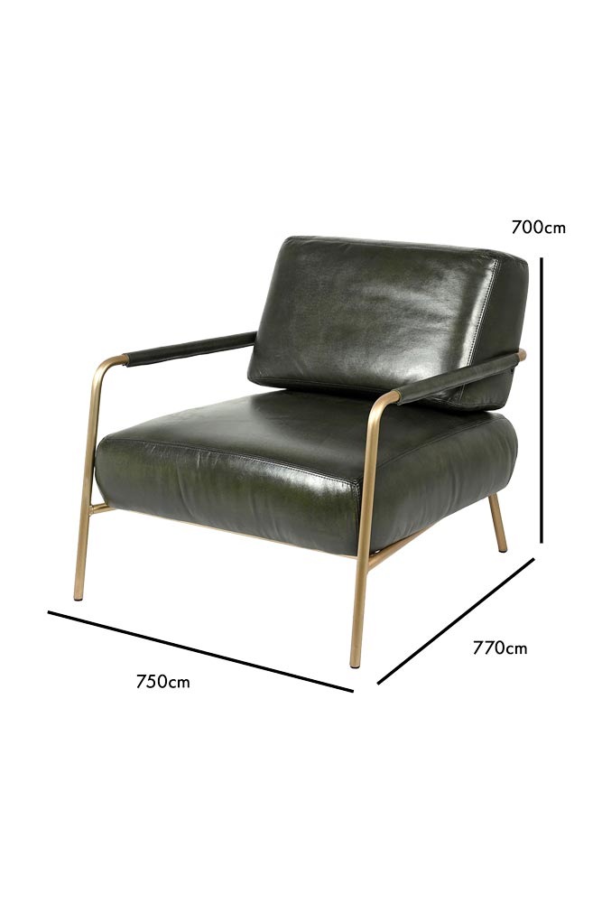 Fauteuil club en cuir vert foncé