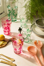 Gobelet pique-nique en acrylique rose motif palmier