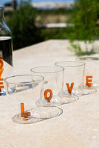 Verres à boire Amber LOVE en verre transparent