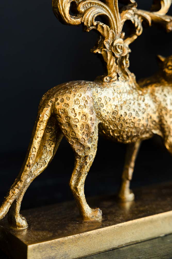 Bougeoir guépard en or antique