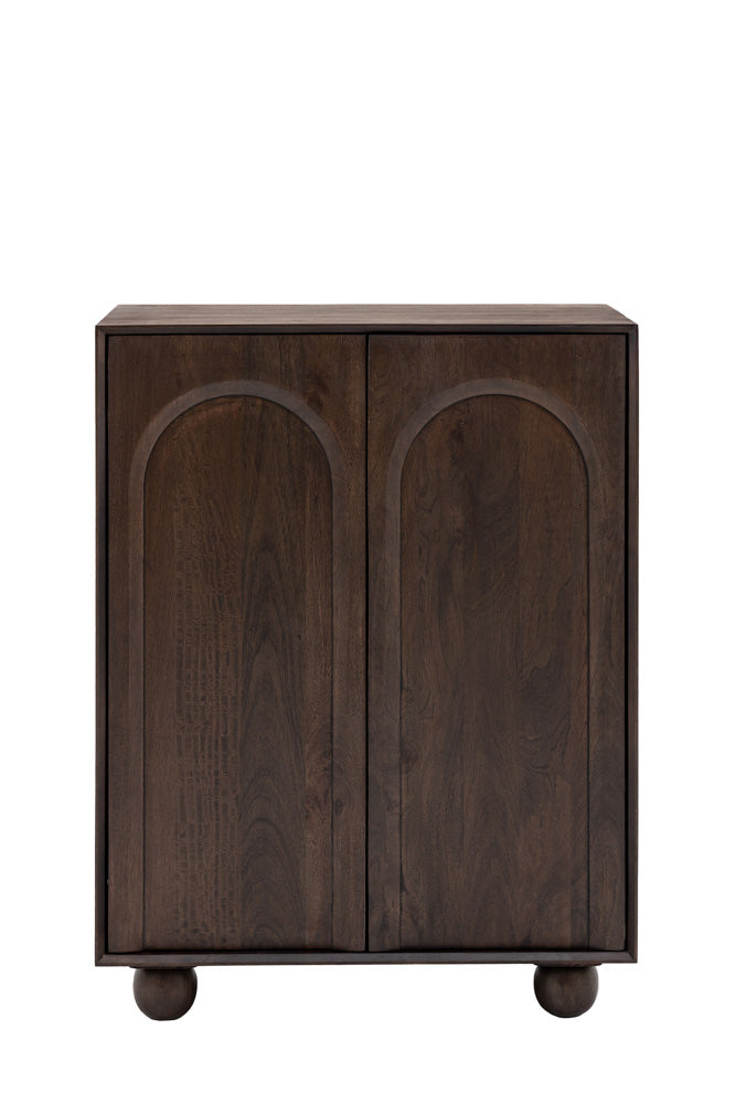 Armoire à 2 portes en bois de manguier avec détails en arc