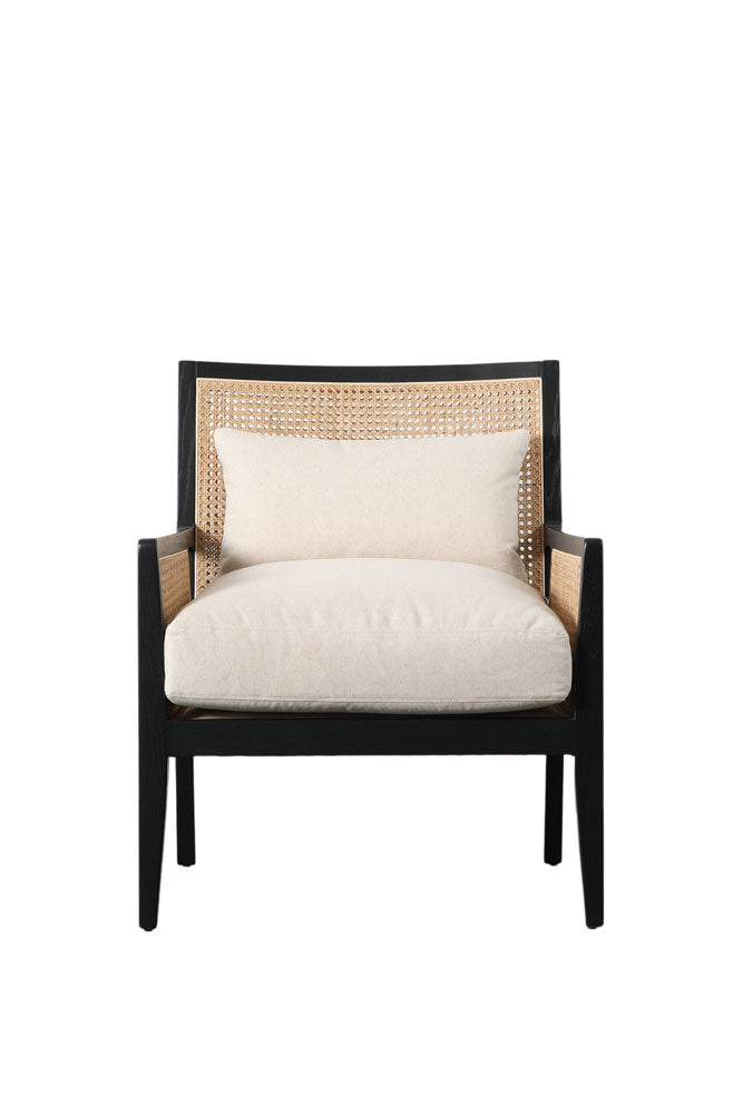 Fauteuil artisanal avec cadre en bois crème