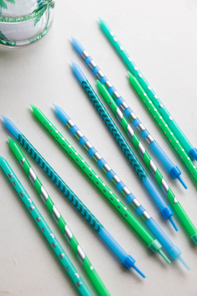 Assortiment de bougies bleues pour gâteaux - Lot de 10