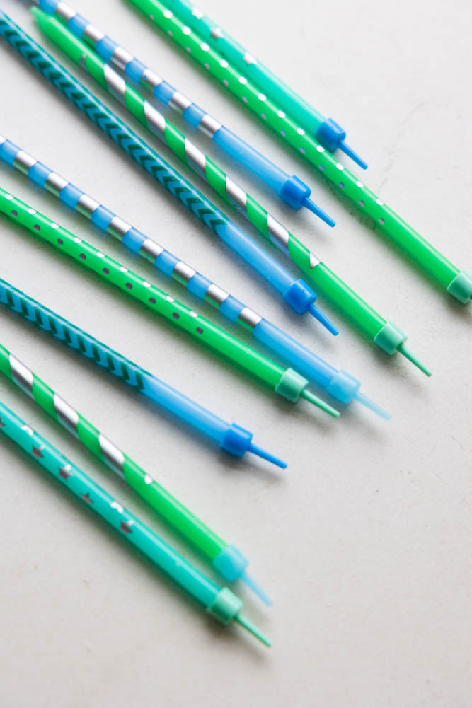 Assortiment de bougies bleues pour gâteaux - Lot de 10