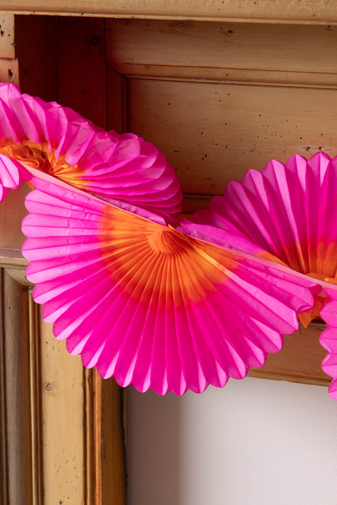 Magnifique guirlande en papier classique fabriquée à la main en rose et orange