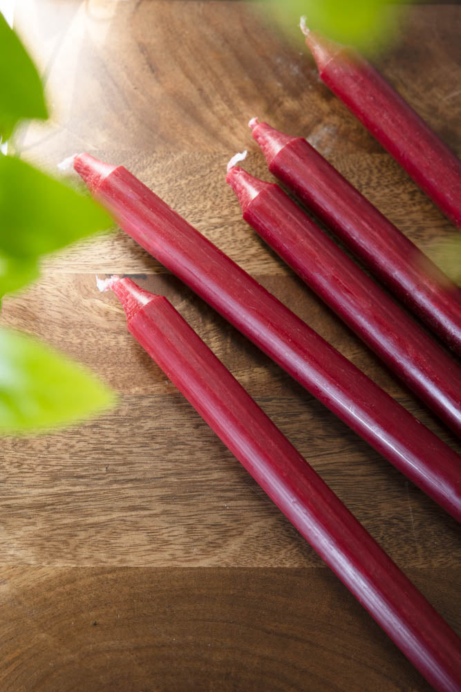 Belle bougie de dîner - Rouge Bordeaux