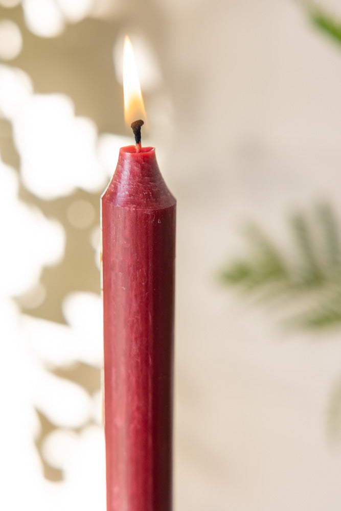 Belle bougie de dîner - Rouge Bordeaux