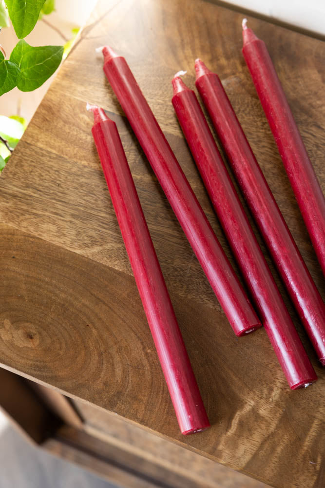 Belle bougie de dîner - Rouge Bordeaux