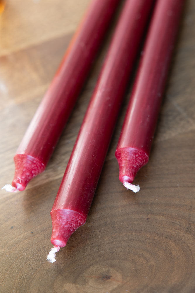 Belle bougie de dîner - Rouge Bordeaux