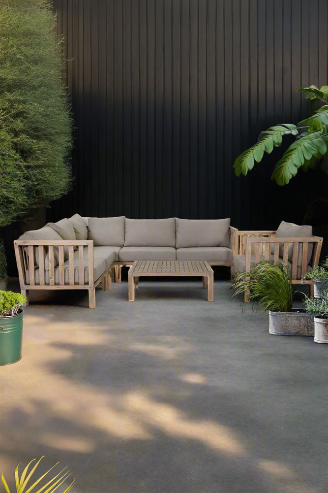 Magnifique ensemble de canapé d'angle et de table d'extérieur