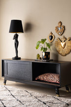 Meuble TV noir à imprimé léopard