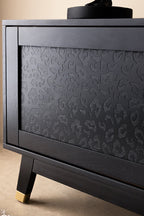 Meuble TV noir à imprimé léopard