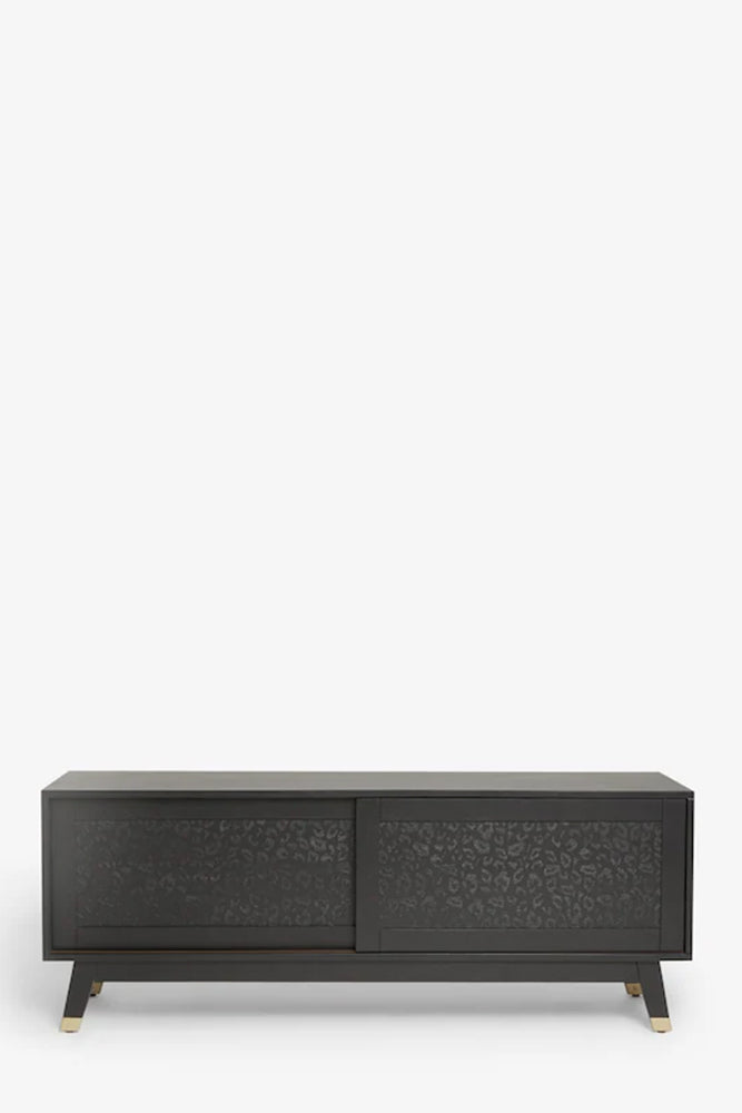 Meuble TV noir à imprimé léopard