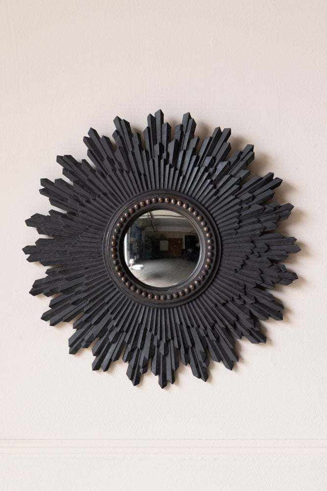 Miroir convexe traditionnel noir Starburst