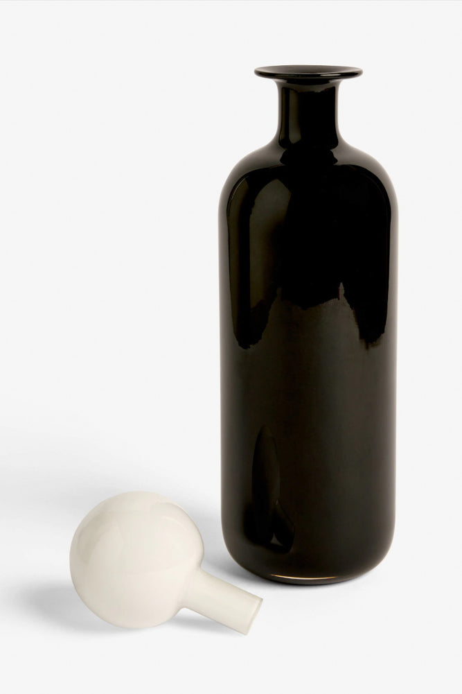 Grande bouteille d'apothicaire noire et blanche