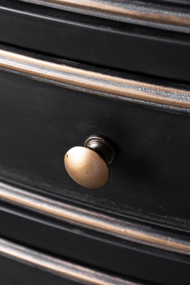 Meuble d'appoint noir et or de style antique