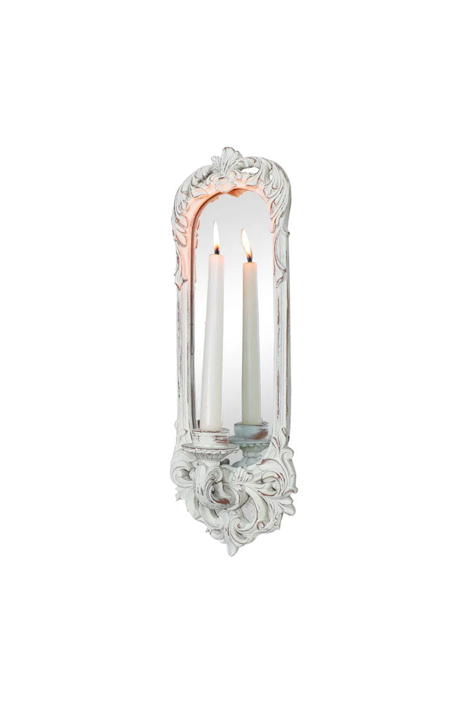 Applique murale à bougies avec cadre en filigrane et miroir