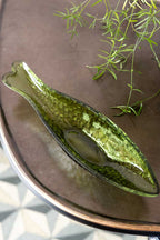 Plateau à bibelots en forme de poisson vert foncé