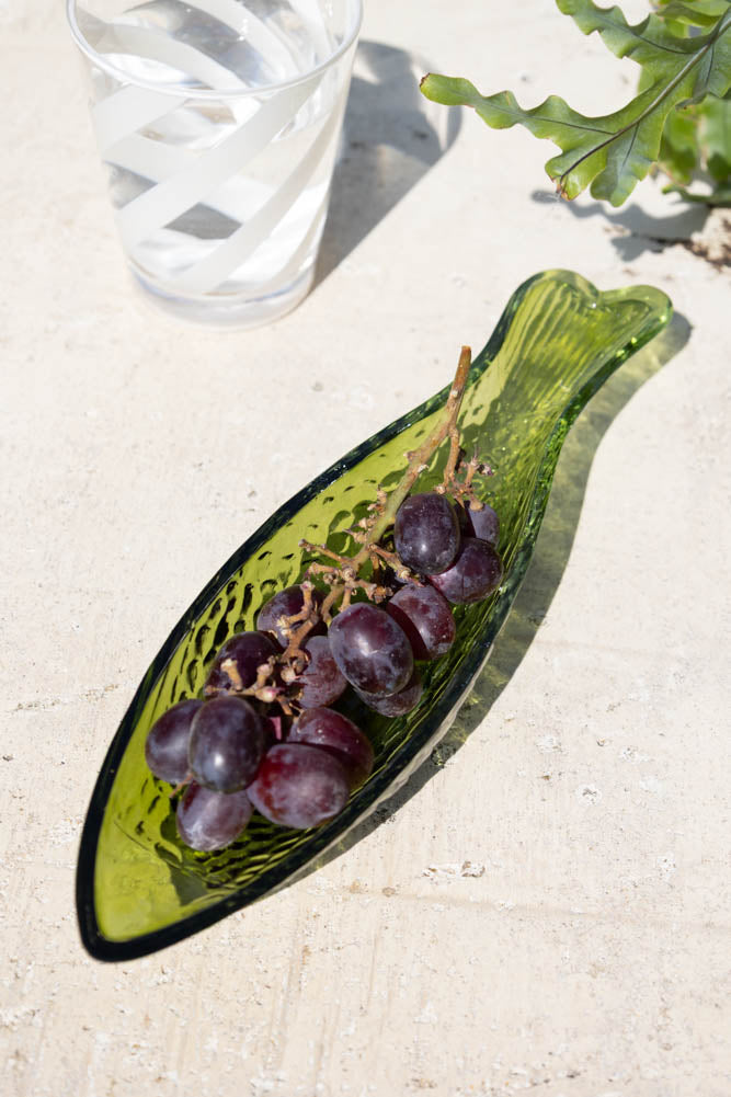 Plateau à bibelots en forme de poisson vert foncé