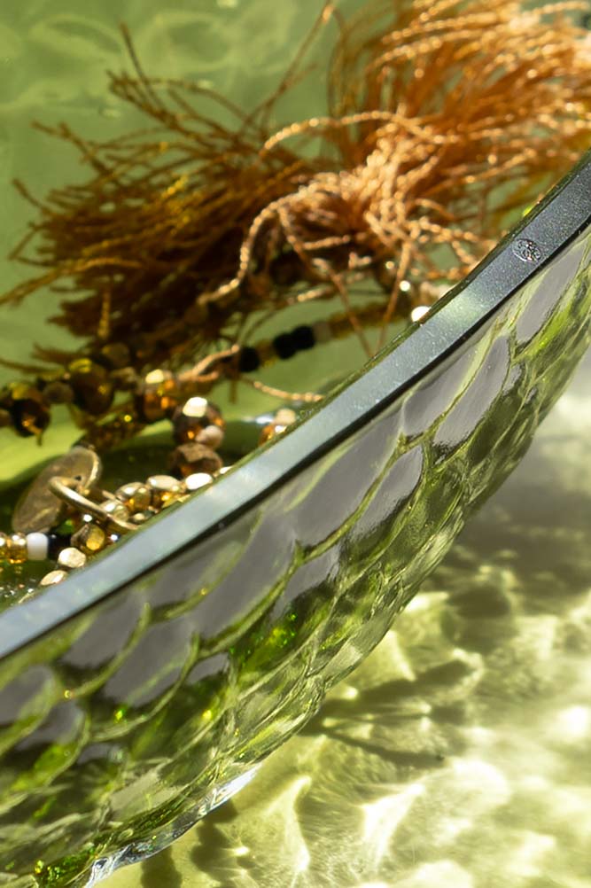 Plateau à bibelots en forme de poisson vert foncé