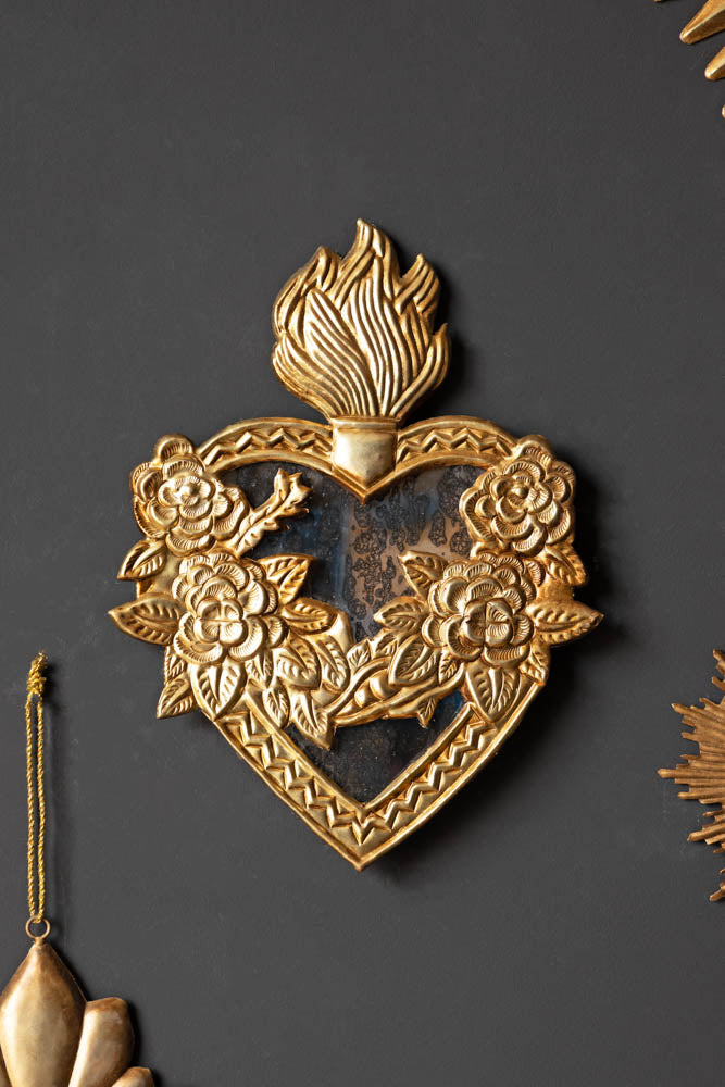 Miroir floral Foxed, décoration suspendue en forme de cœur