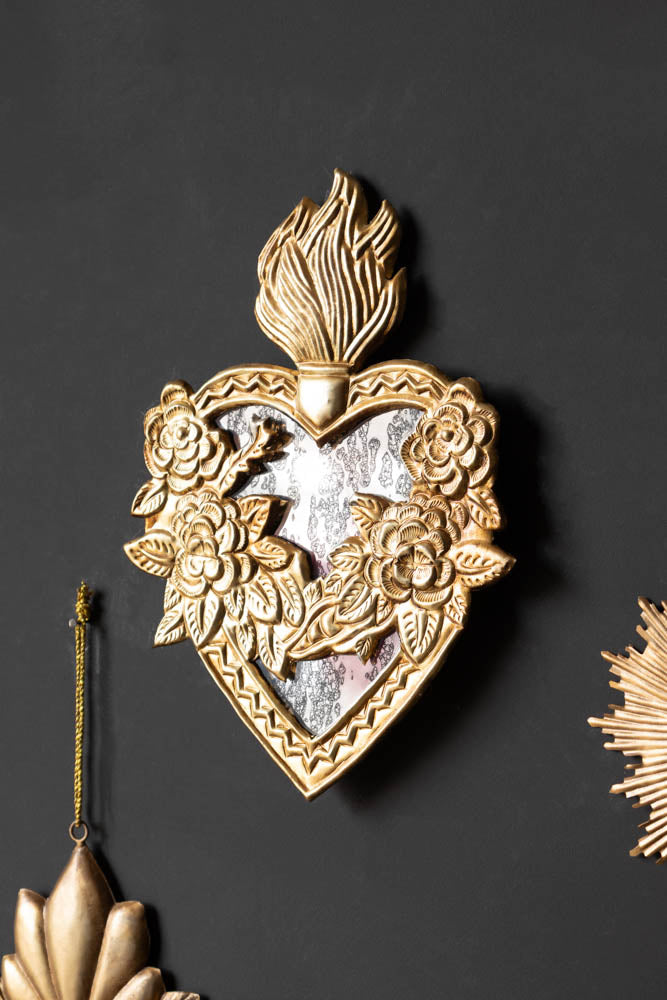 Miroir floral Foxed, décoration suspendue en forme de cœur