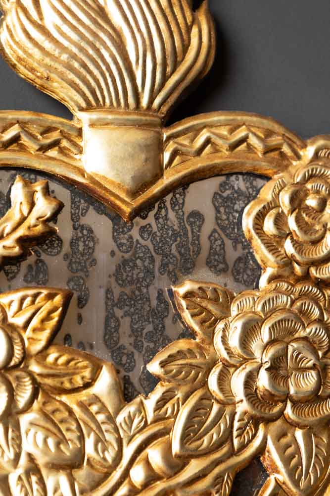 Miroir floral Foxed, décoration suspendue en forme de cœur