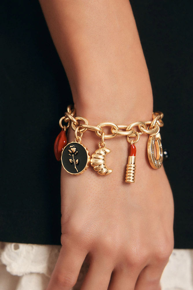 Bracelet à breloques en chaîne épaisse en or