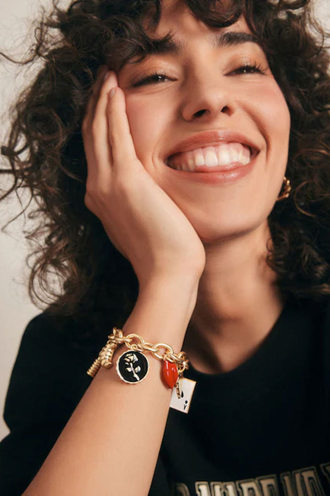 Bracelet à breloques en chaîne épaisse en or