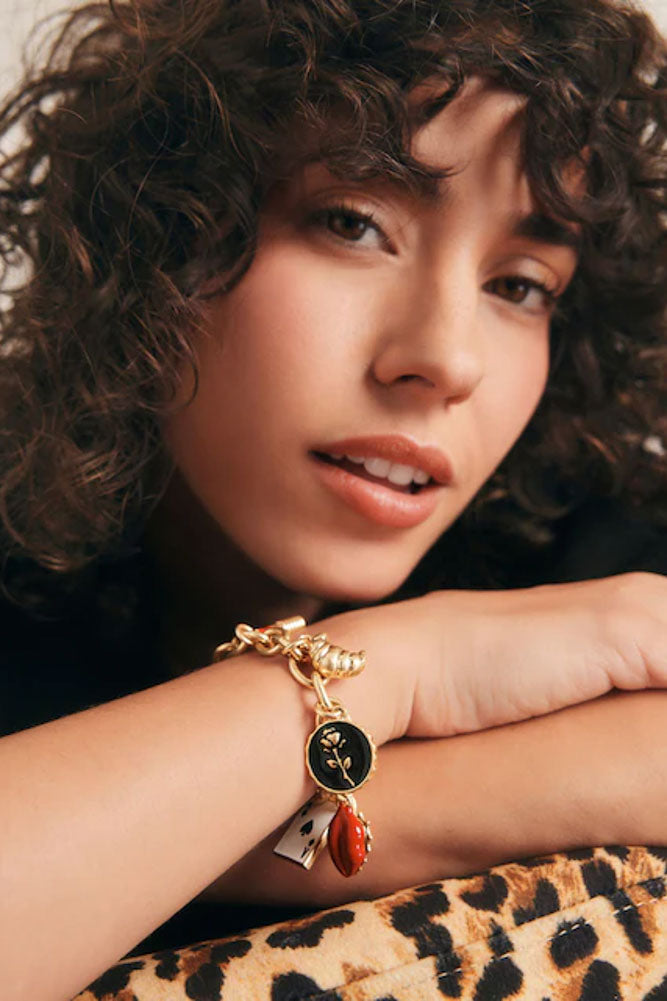 Bracelet à breloques en chaîne épaisse en or