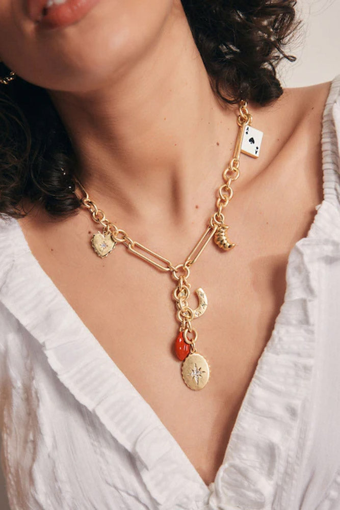 Collier à breloques en chaîne épaisse en or