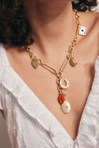 Collier à breloques en chaîne épaisse en or