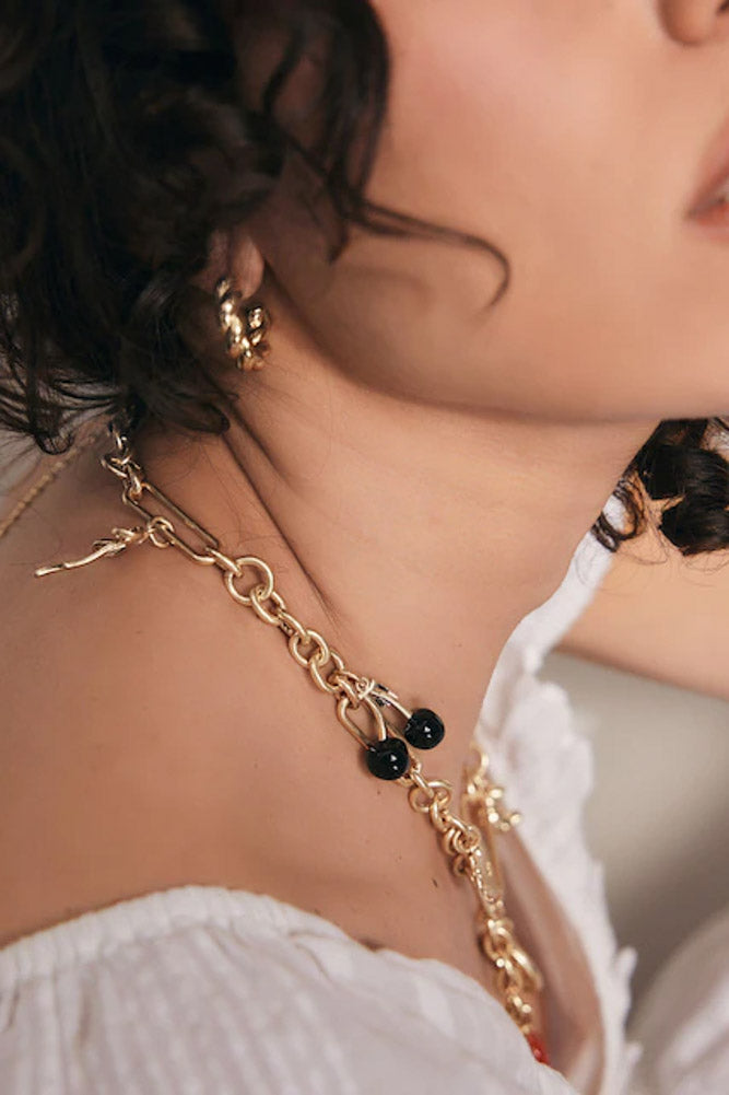 Collier à breloques en chaîne épaisse en or