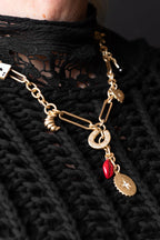 Collier à breloques en chaîne épaisse en or