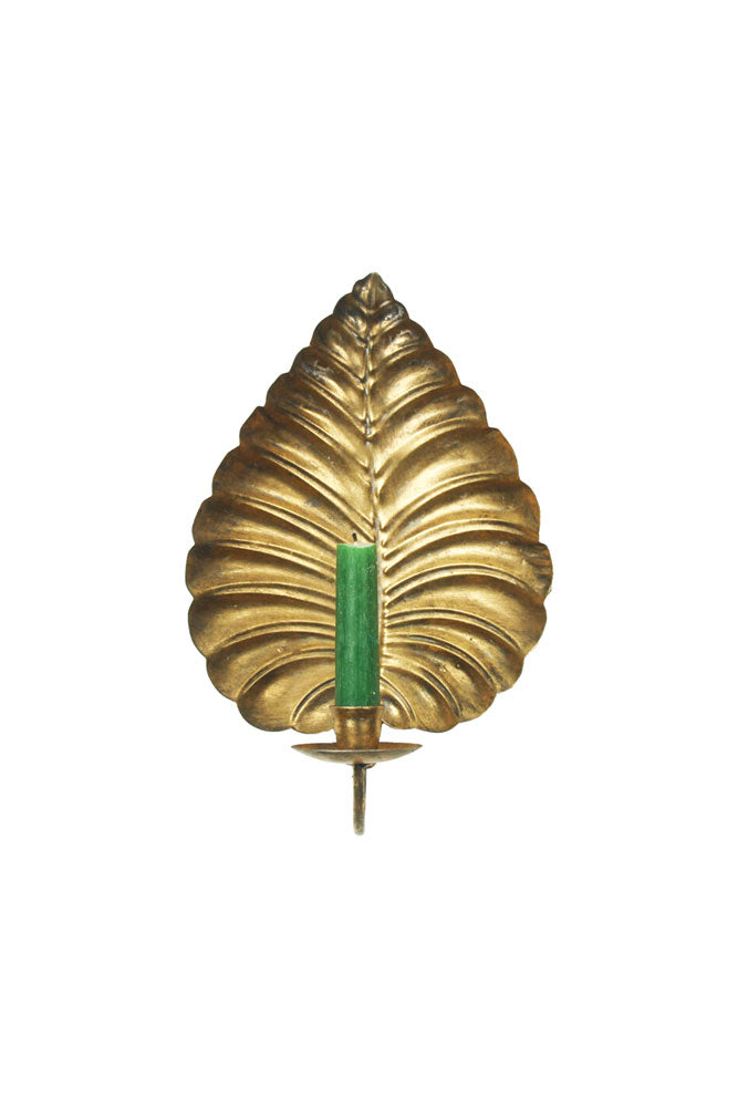 Applique murale à bougie effet feuille de fromage doré