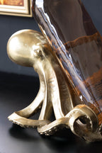 Porte-bouteille de vin en forme de pieuvre dorée