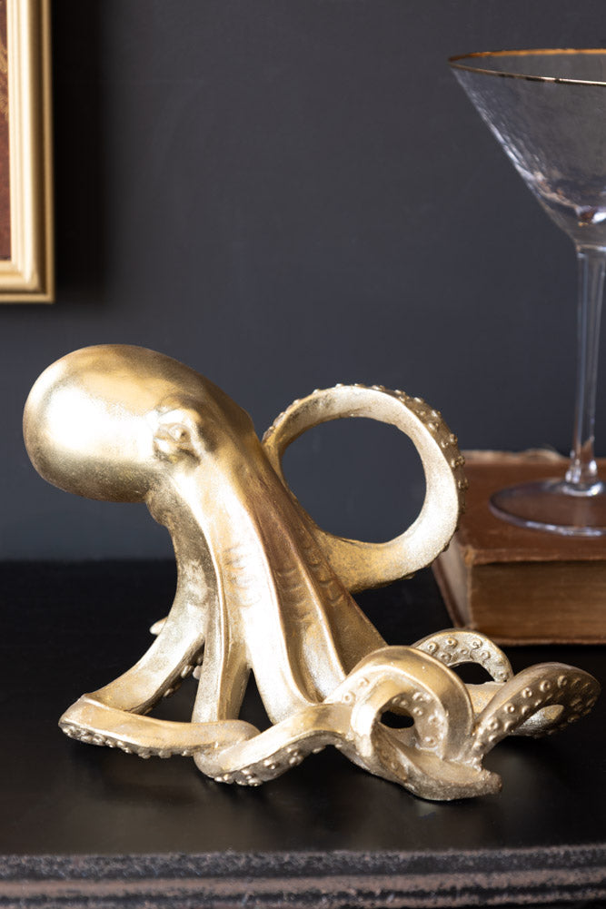 Porte-bouteille de vin en forme de pieuvre dorée