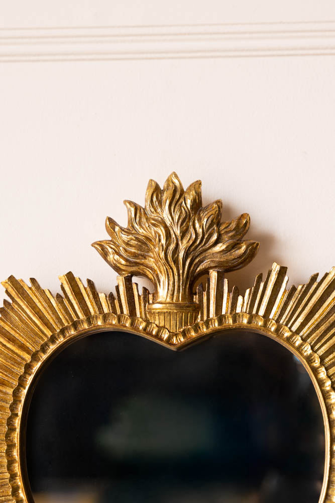 Miroir orné du Sacré-Cœur en or