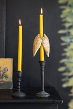 Décoration de bougie en métal ailé doré
