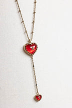 Collier chaîne superposée cœur et étoile en or et rouge