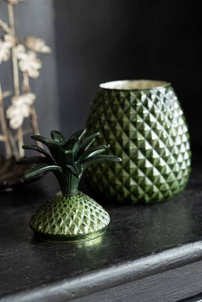 Pot d'ananas en verre vert