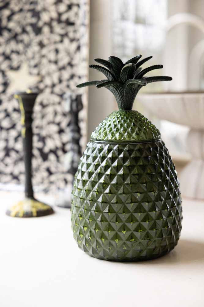 Pot d'ananas en verre vert