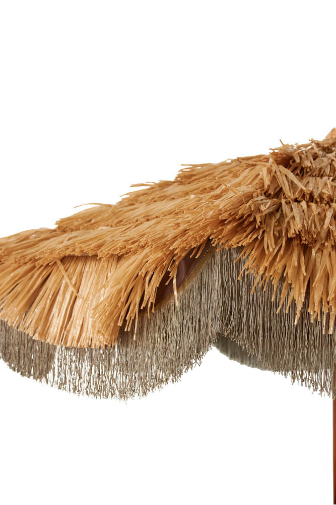 Parasol de jardin à franges effet raphia HKLIVING - FIN DE SÉRIE