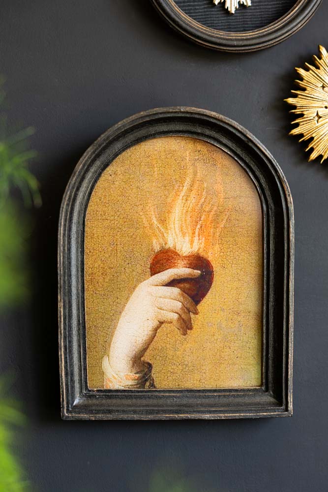 Art mural encadré « Cœur en feu »